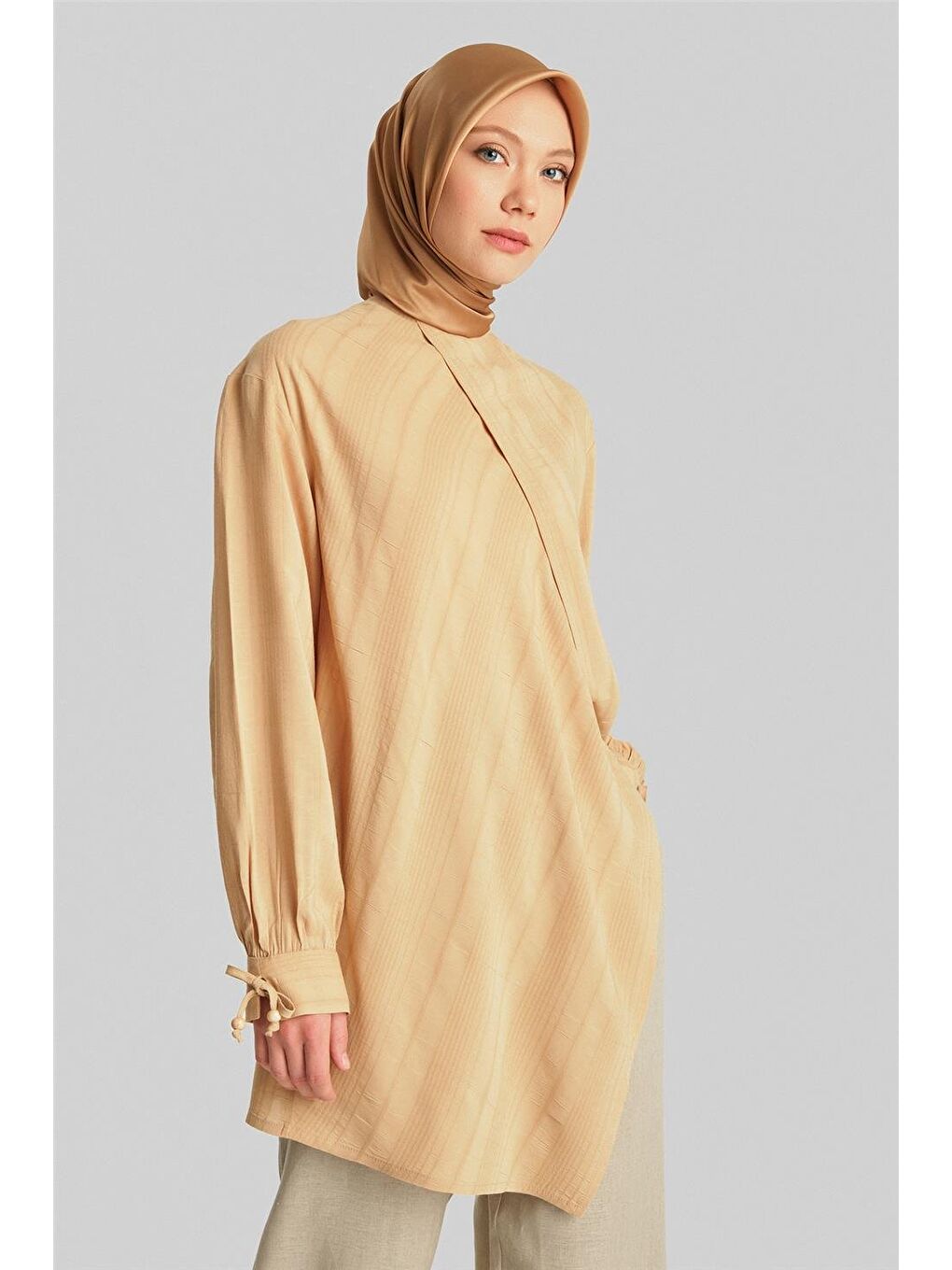 ARMİNE Taba Armine Doku Çizgili Tunik 24Y4019 Camel - 3