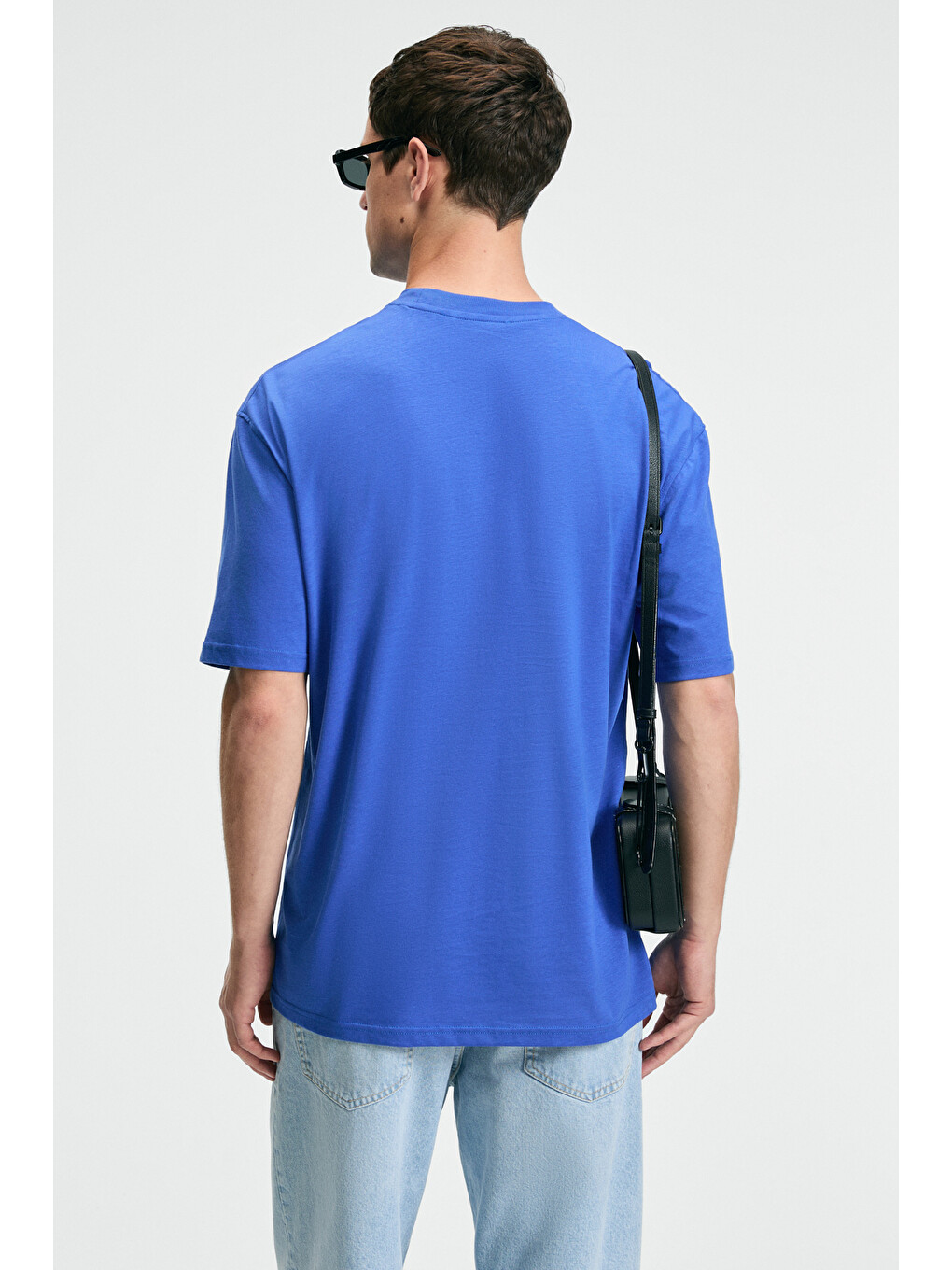 Mavi Crısp Erkek Oversize %100 Pamuk Baskılı Yuvarlak Yaka Saks T-shirt-4
