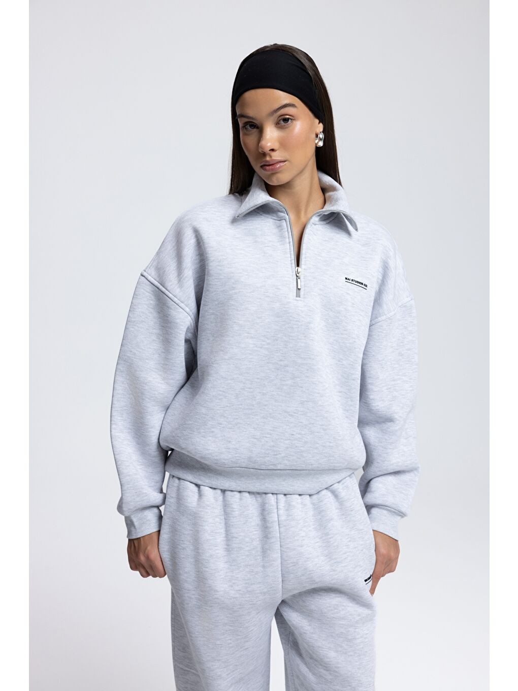 Beyaz Ravel Fermuarlı Detay Karmelanj Eşofman Takım-2