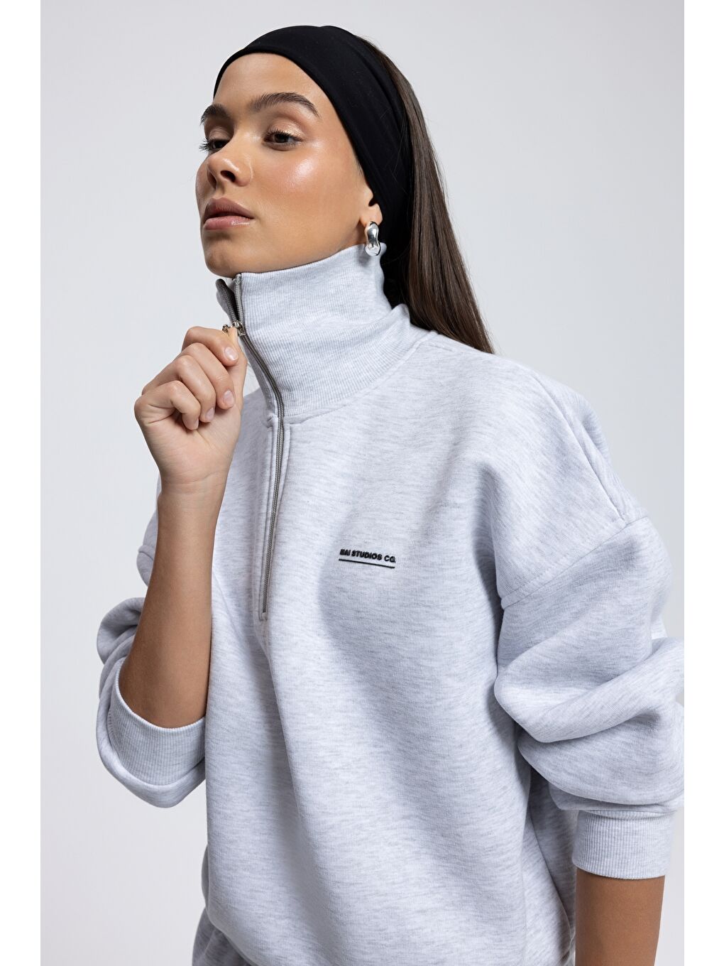 Beyaz Ravel Fermuarlı Detay Karmelanj Eşofman Takım-5