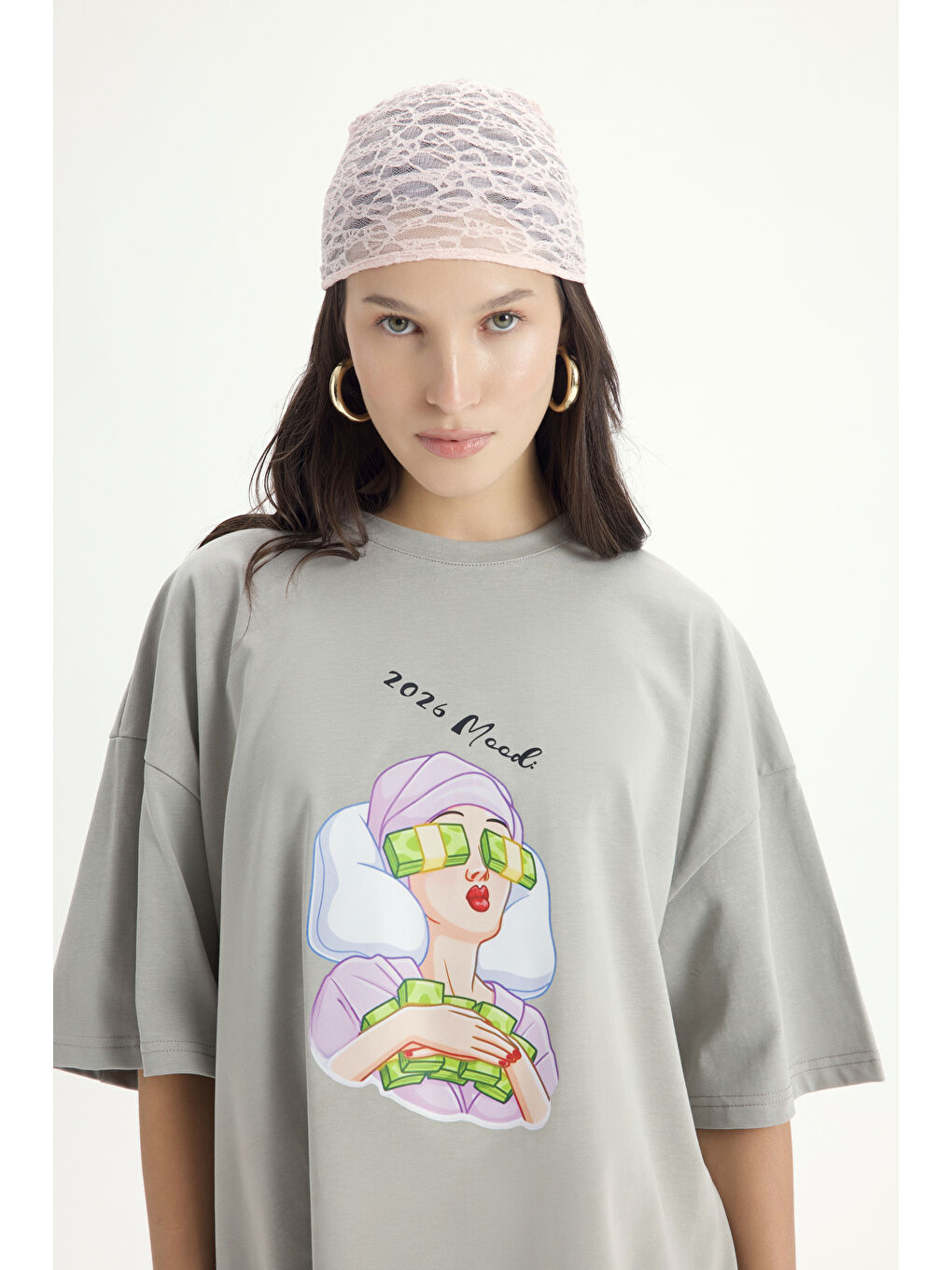 Mood Oversize Gri T-Shirt-5