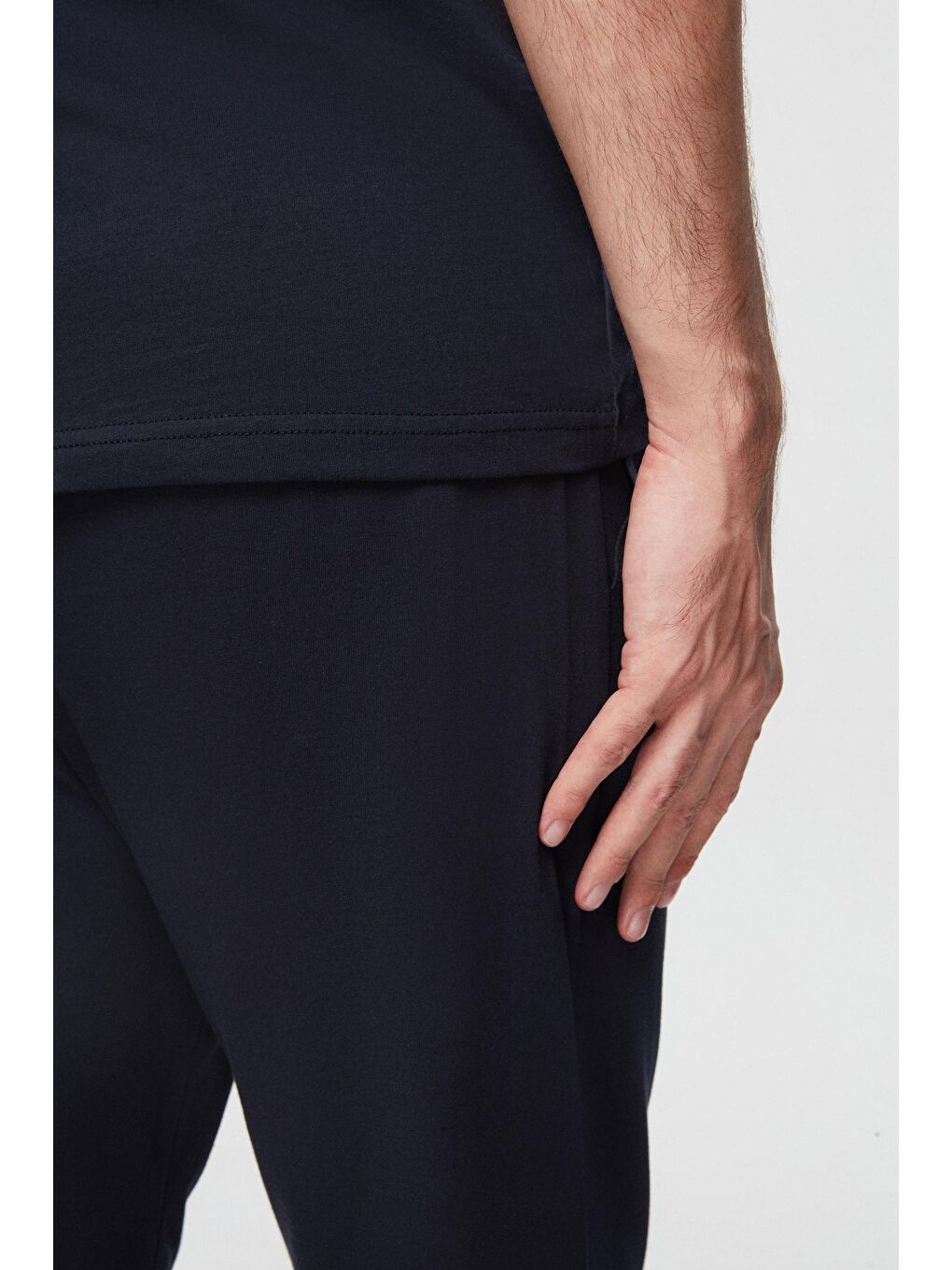 Lacivert %100 Pamuklu Kısa Kollu 2'Li Pijama Takimi-10