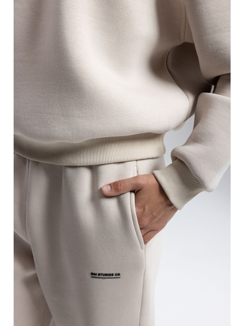 Beyaz Ravel Fermuarlı Detay Kemik Eşofman Takım-6