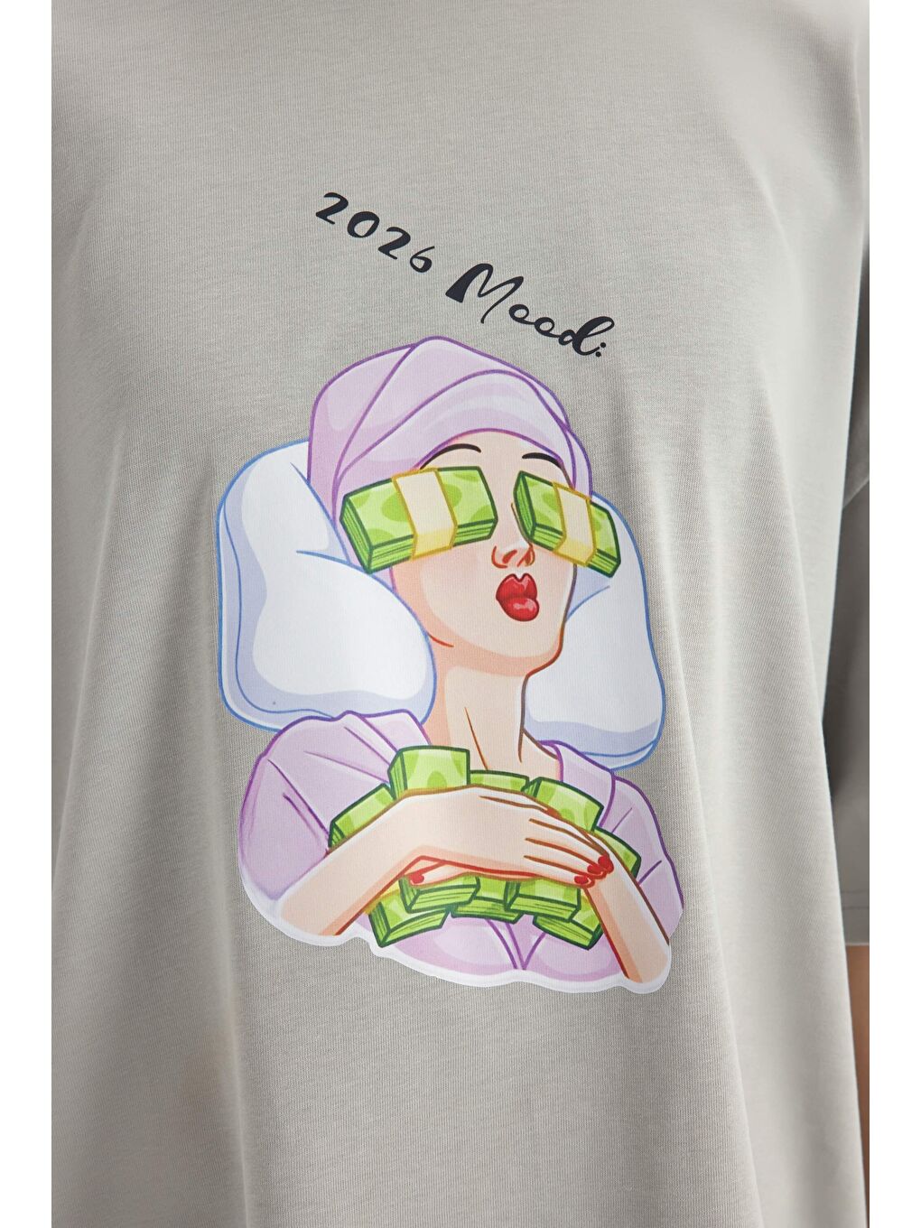 Mood Oversize Gri T-Shirt-7