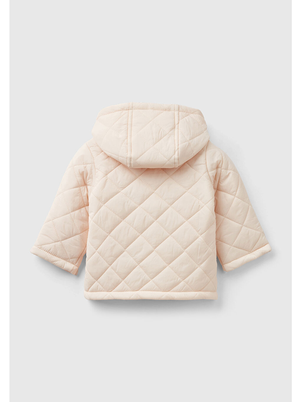 Pembe Bebek Pudra Göğsü Tavşan Logosu İşlemeli Kapitone Ceket-1