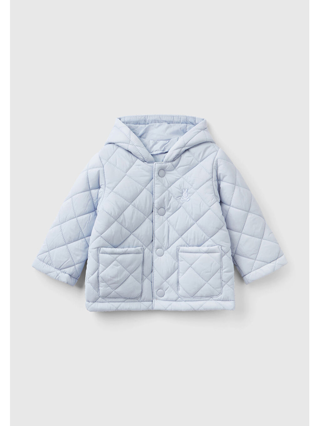 Bebek Açık Mavi Göğsü Tavşan Logosu İşlemeli Kapitone Ceket