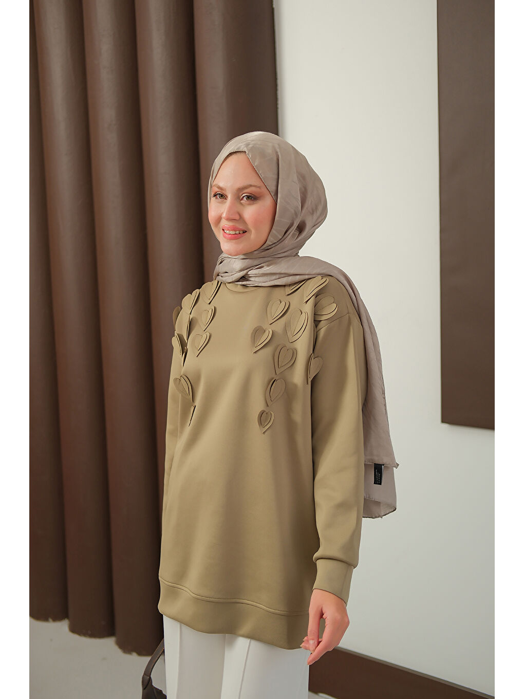 Kadın Kalp Detaylı Tunik Yeşil-2