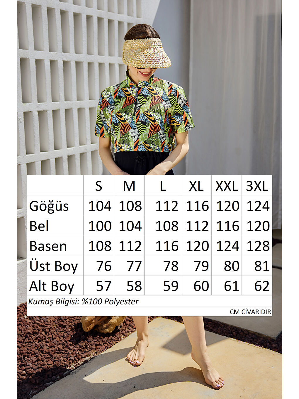 Önü Kapaklı Kısa Kollu Yarı Kapalı Tesettür Mayo Siyah04 R5304-4