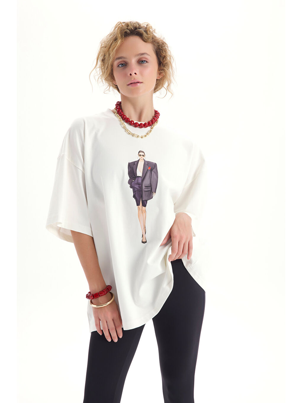 Adrien Oversize Beyaz T-Shirt
