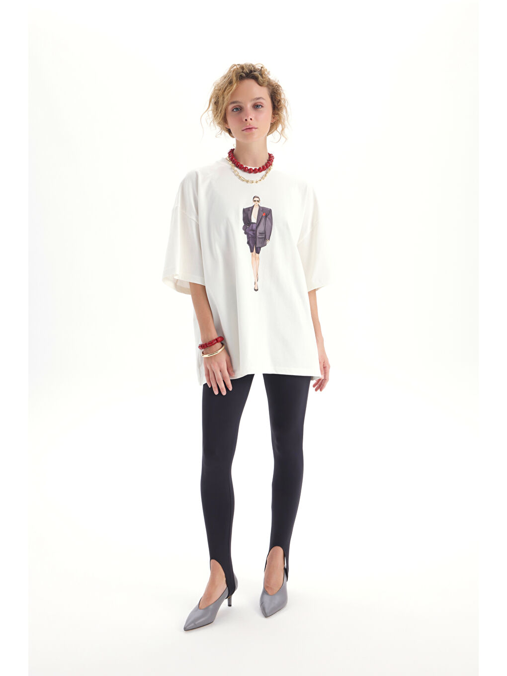 Adrien Oversize Beyaz T-Shirt-2