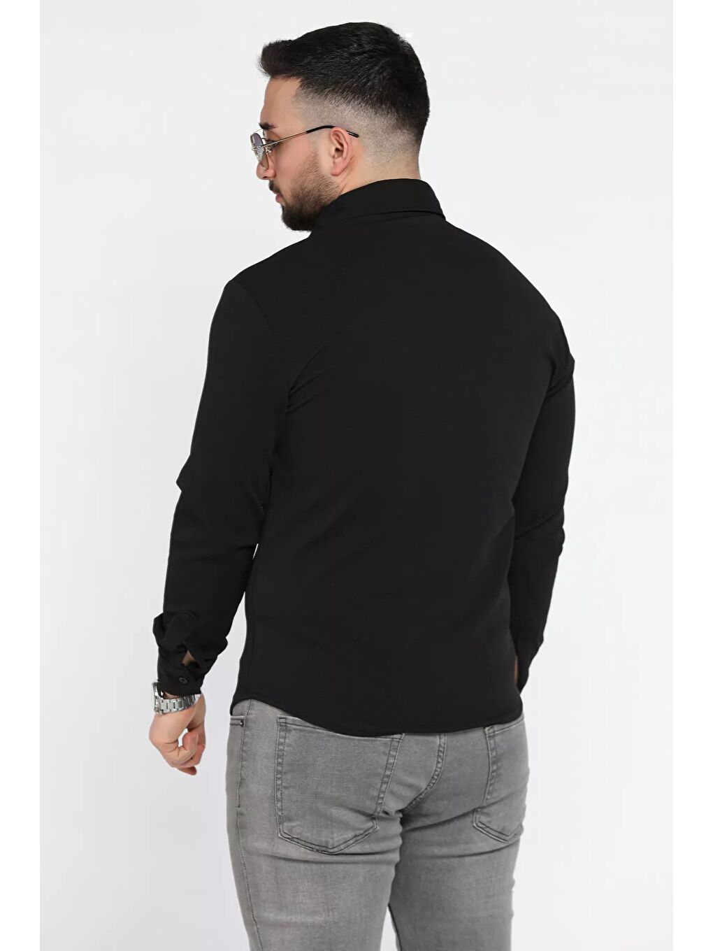 Siyah Erkek Uzun Kol Gömlek-2