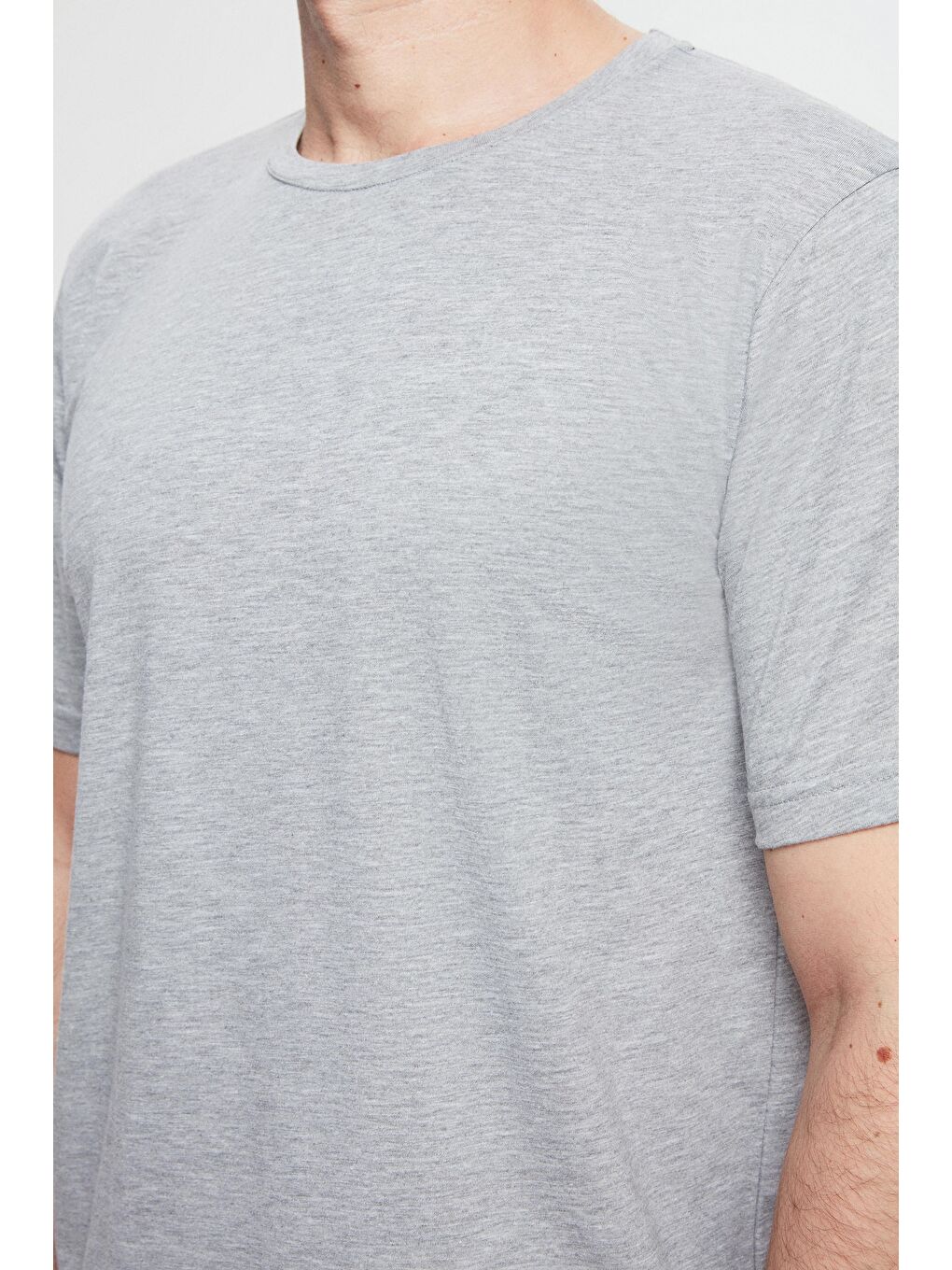 Gri Melanj %100 Pamuklu Kısa Kollu 2'Li Pijama Takimi-2