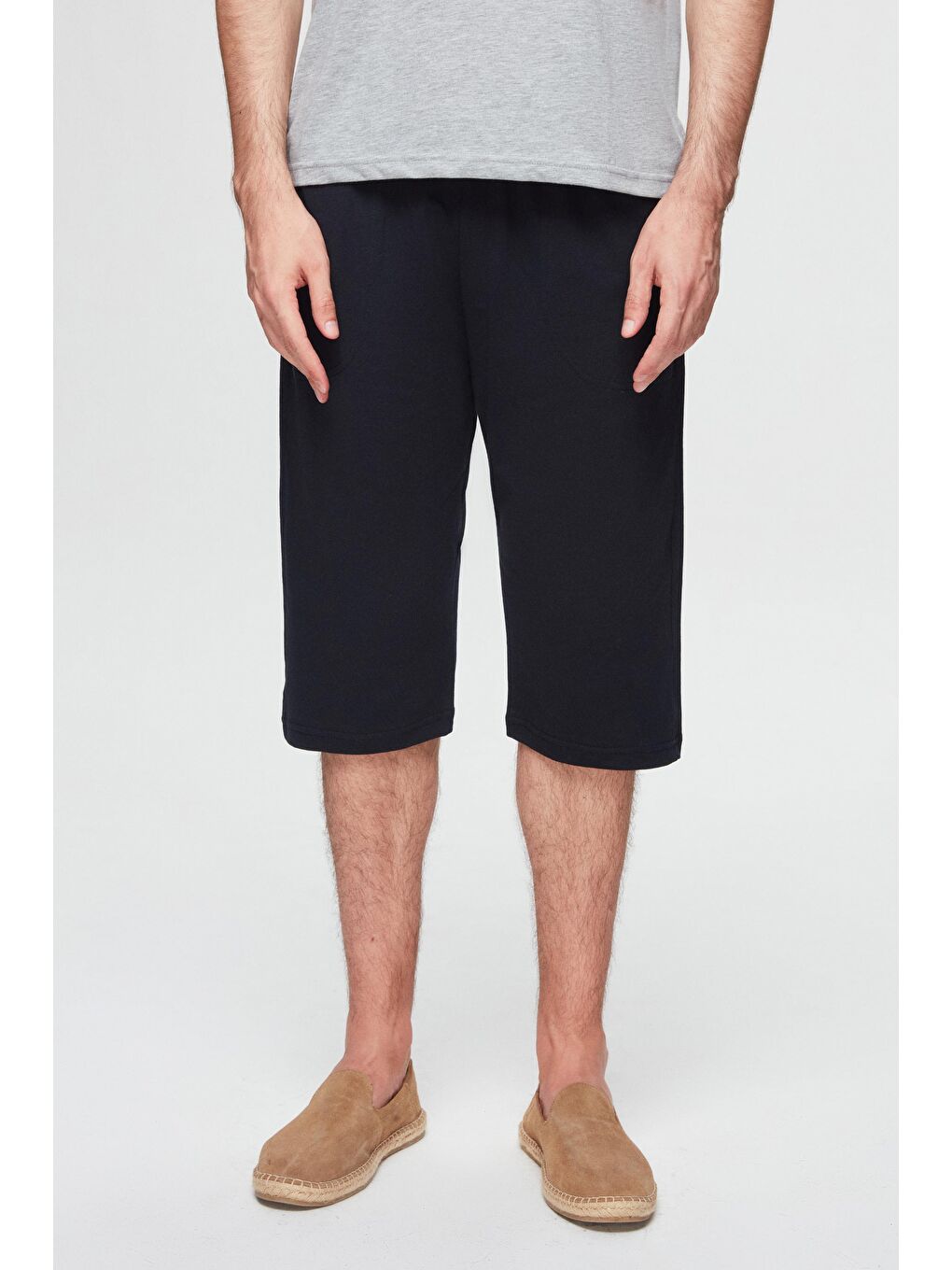 Gri Melanj %100 Pamuklu Kısa Kollu 2'Li Pijama Takimi-7