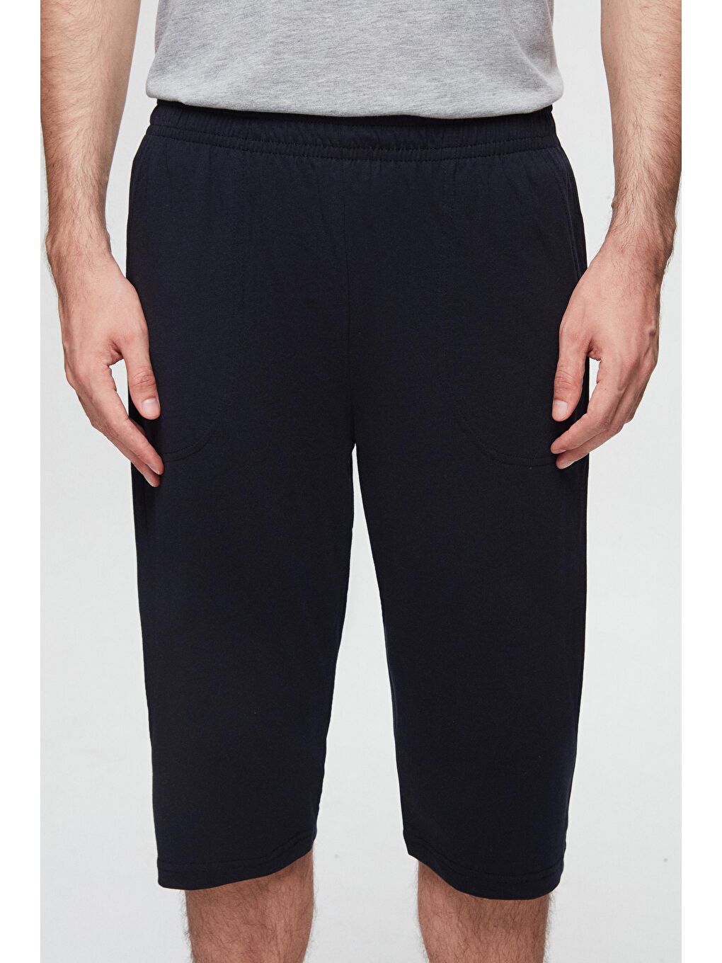 Gri Melanj %100 Pamuklu Kısa Kollu 2'Li Pijama Takimi-8