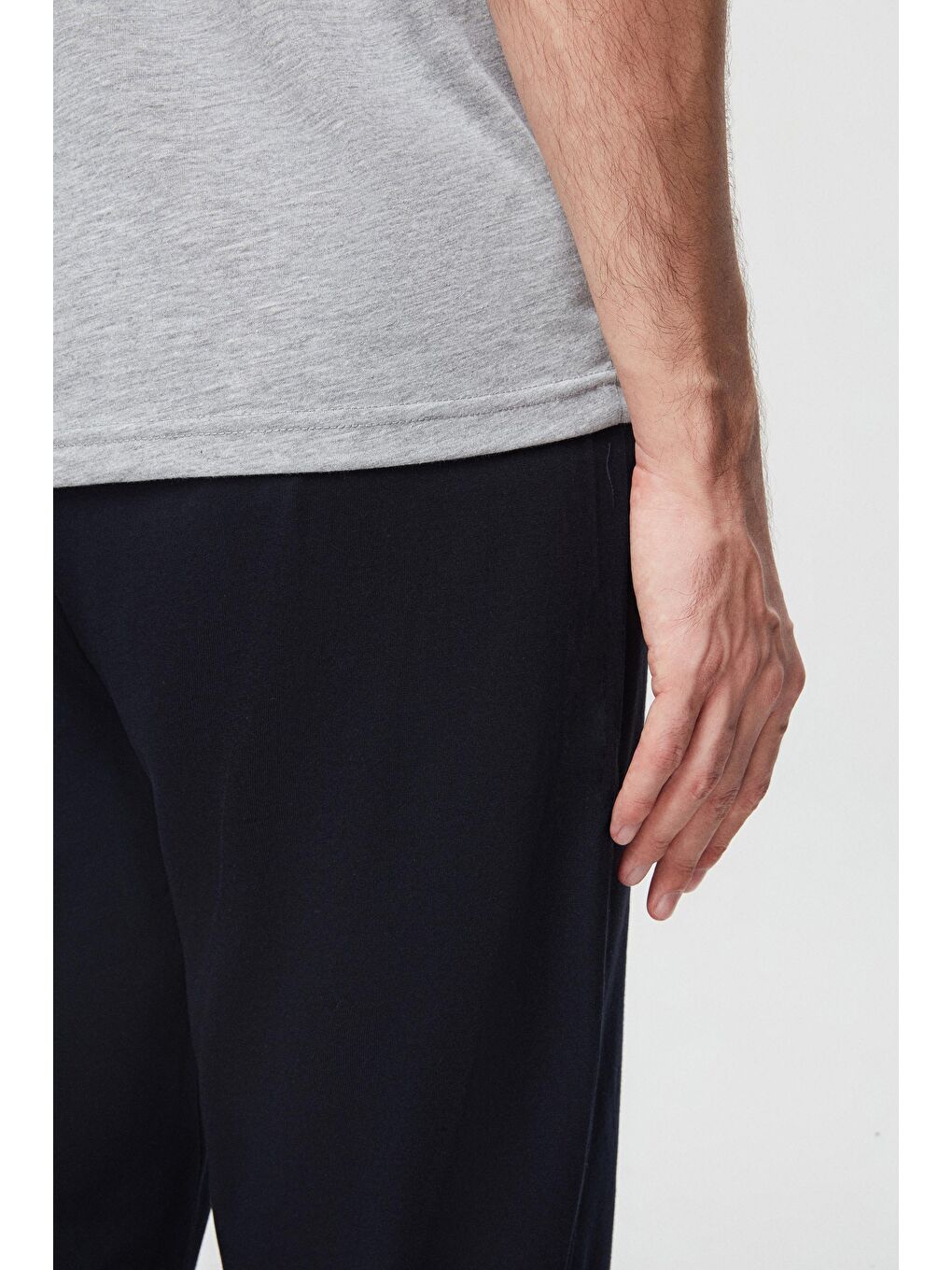 Gri Melanj %100 Pamuklu Kısa Kollu 2'Li Pijama Takimi-10