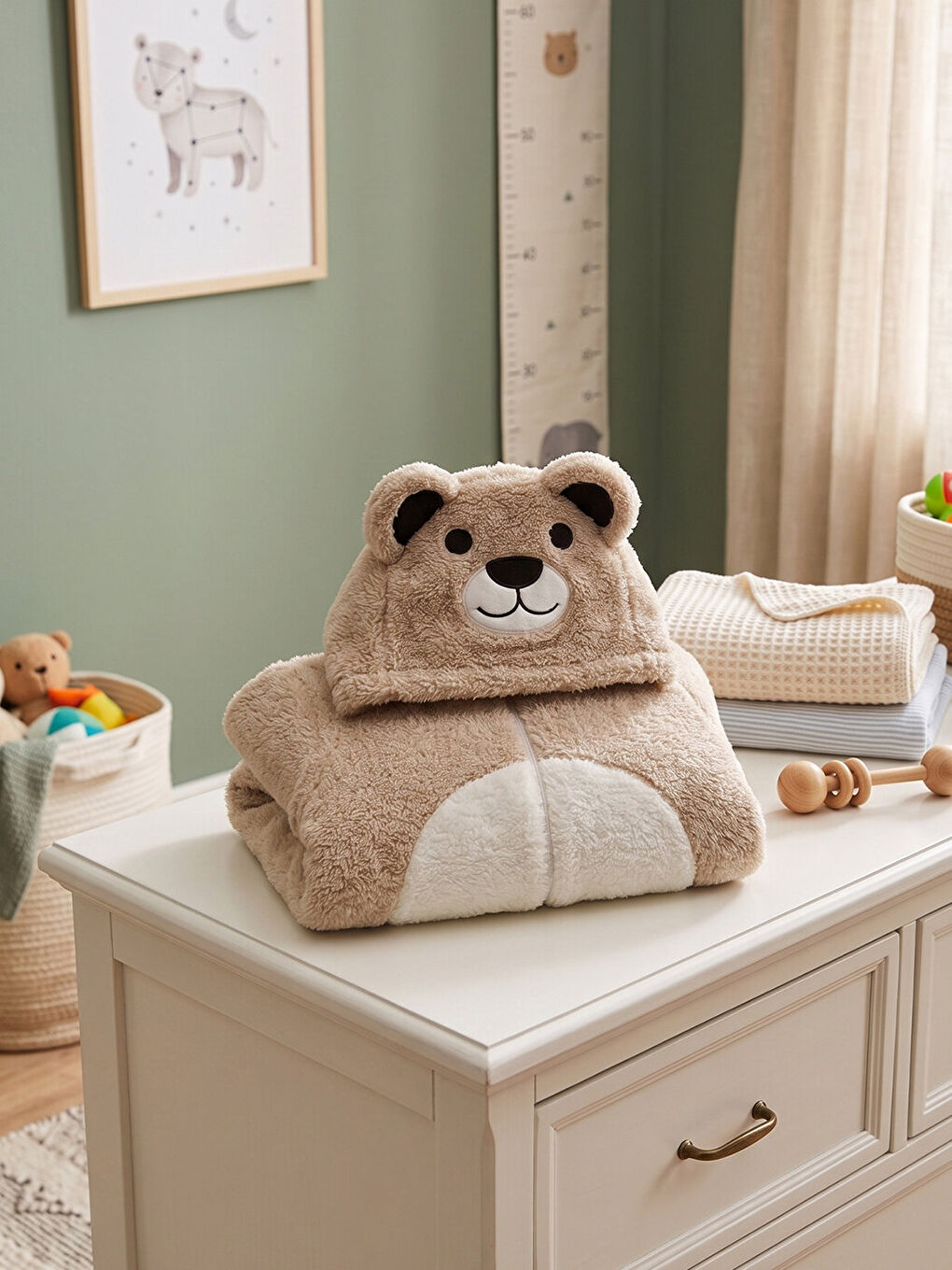 Ekru Welsoft Panda Krem Desenli Kışlık  Uyku Tulumu 1–6 Yaş-3