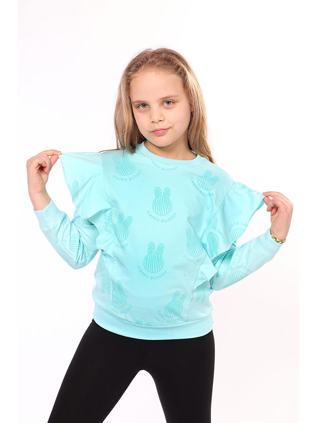 Toontoykids Su Yeşili Kız Çocuk Baskılı Sweatshirt