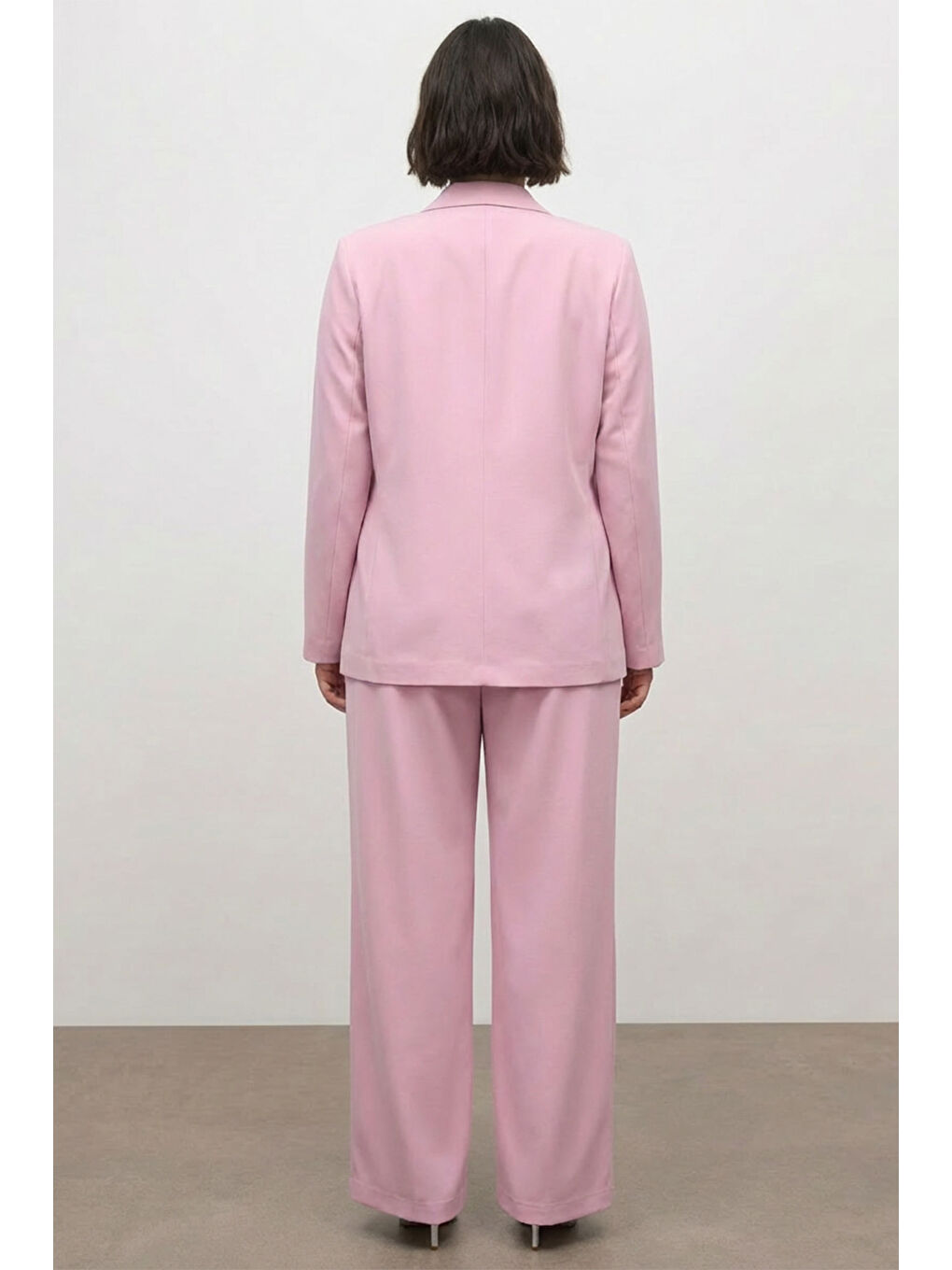 Pembe Bağlama Detaylı Blazer Ceket-4