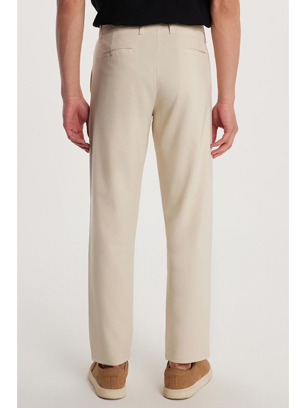 Erkek Slim Fit Dar Kesim Esnek Yan Cepli Bilek Boy Canvas Kesim Koyu Bej Pantolon-2
