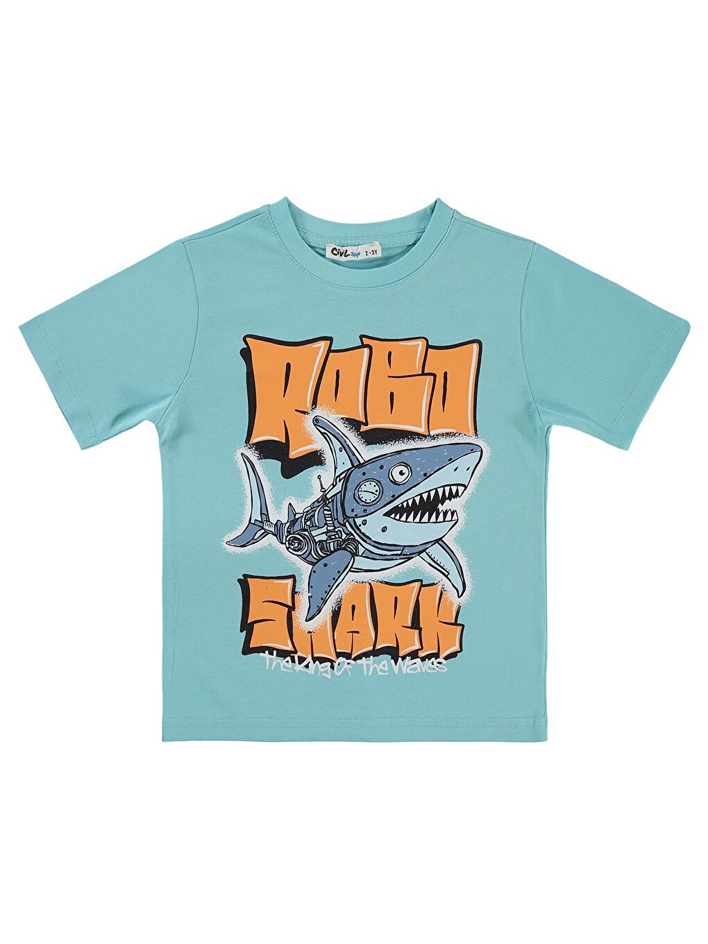 Boys Robo Shark Basklı 2-5 Yaş Tişört - Yeşil