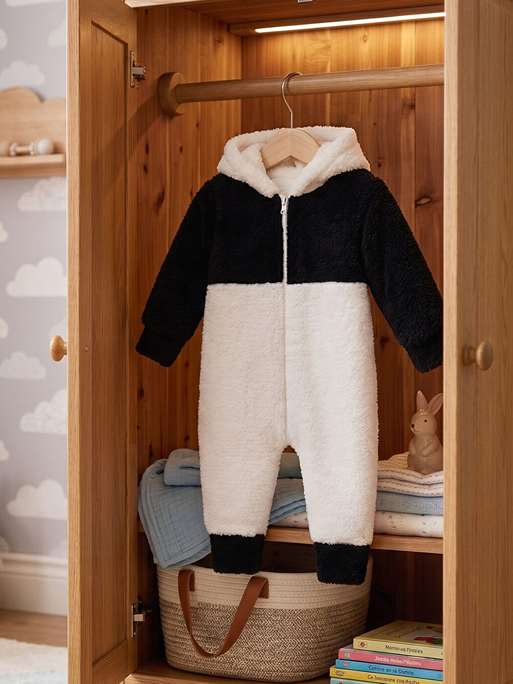 Siyah Welsoft Panda Desenli Kışlık  Uyku Tulumu 1–6 Yaş-2