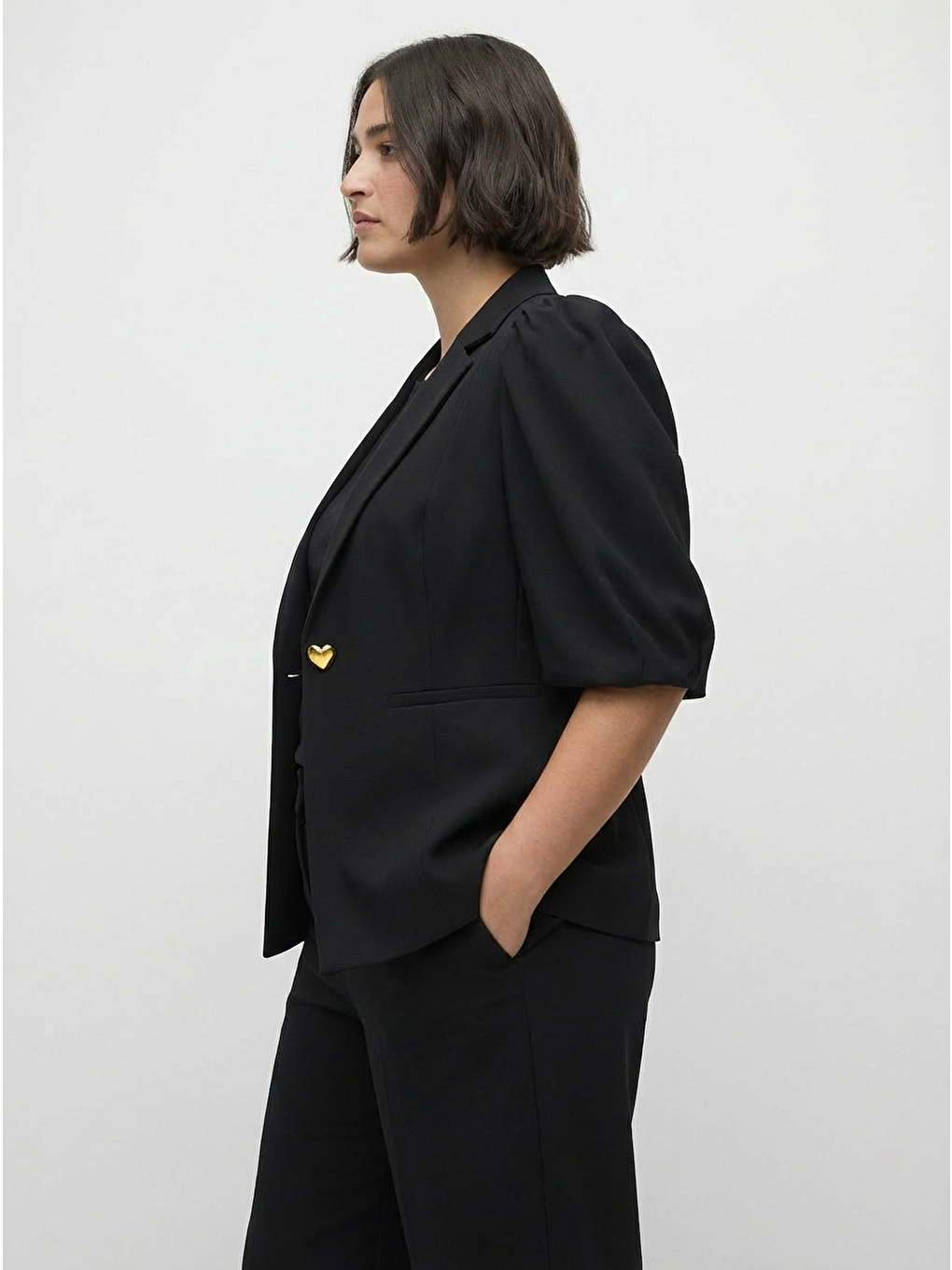 Siyah Astarlı Balon Kol Ceket-4