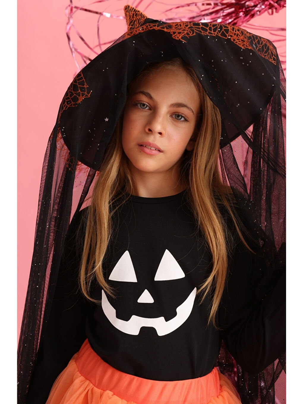 Siyah File Detaylı Çocuk Şapka-1