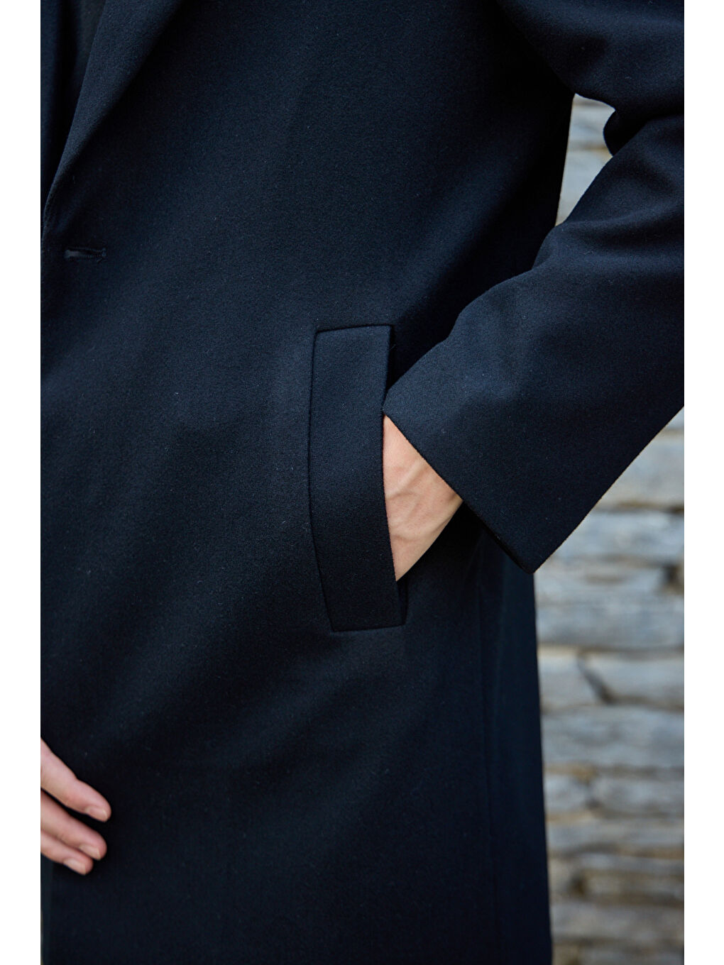 Erkek Rahat Kesim Kaşe Palto Siyah-2