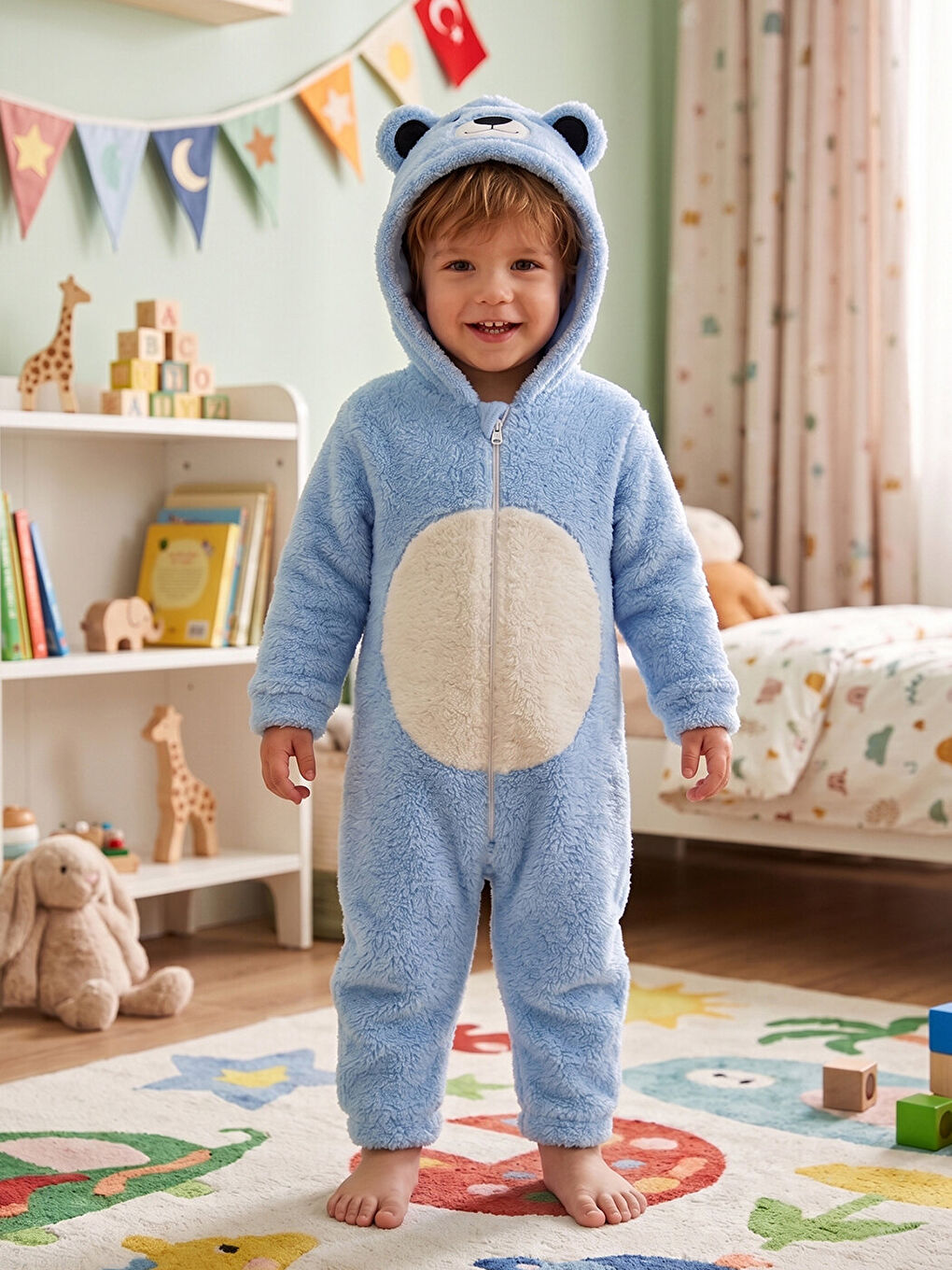 Welsoft Panda Mavi Desenli Kışlık  Uyku Tulumu 1–6 Yaş-1