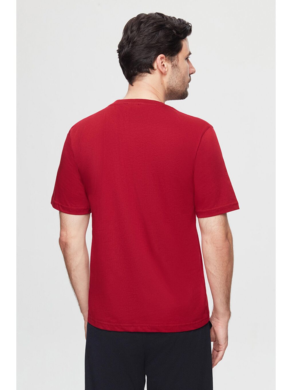 Bordo %100 Pamuklu Kısa Kollu 2'Li Pijama Takimi-3