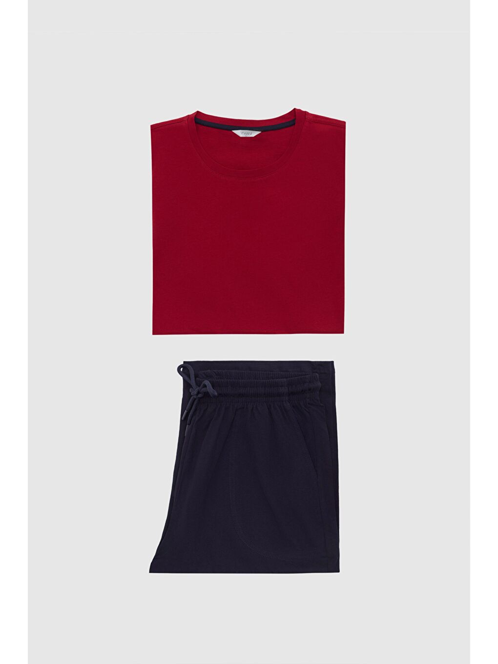 Bordo %100 Pamuklu Kısa Kollu 2'Li Pijama Takimi-4