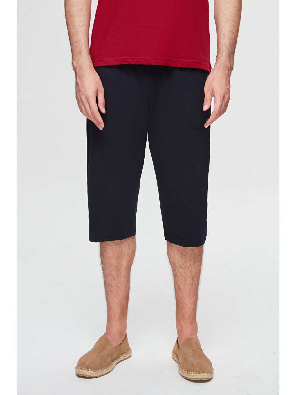 Bordo %100 Pamuklu Kısa Kollu 2'Li Pijama Takimi-7