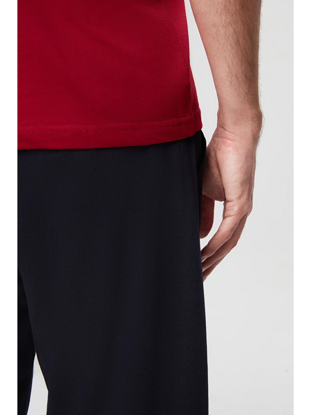 Bordo %100 Pamuklu Kısa Kollu 2'Li Pijama Takimi-10