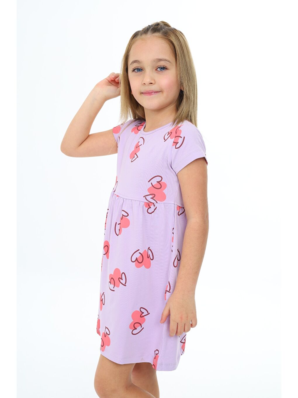 Toontoykids Lila Kız Çocuk Baskılı Elbise - 2