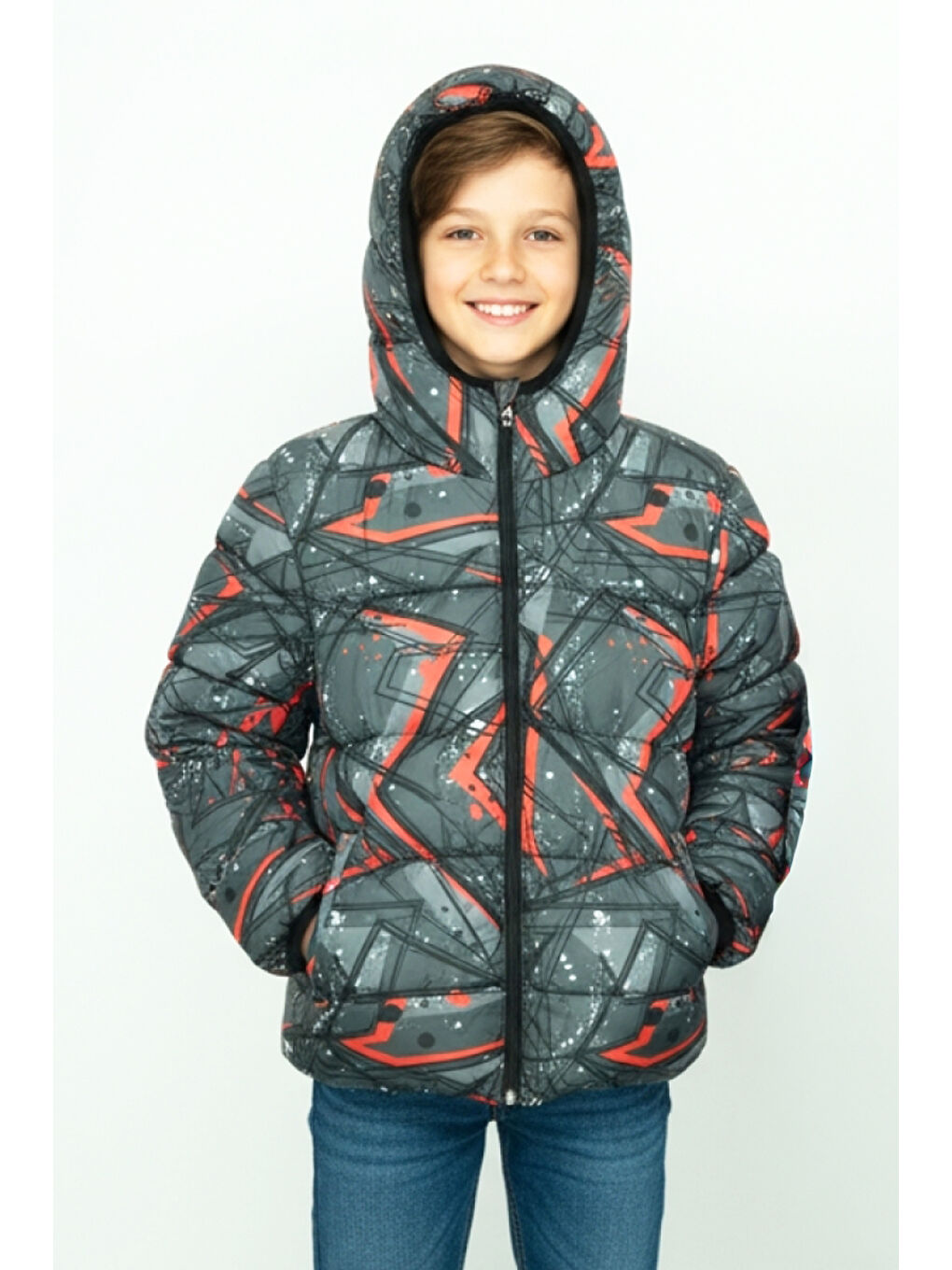 Karışık Erkek Çocuk Desenli-İçi Polar Astarlı-Kapüşonlu-Fermuarlı Mont 12360