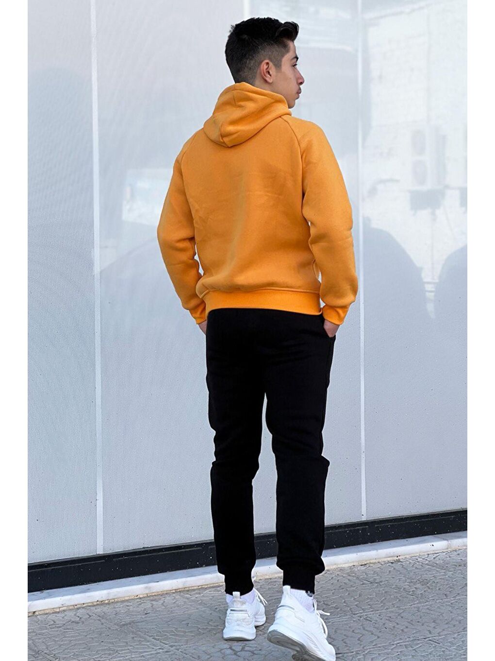 Sarı Athletic Kalın İçi Polarlı Erkek Çocuk Eşofman Takımı-4