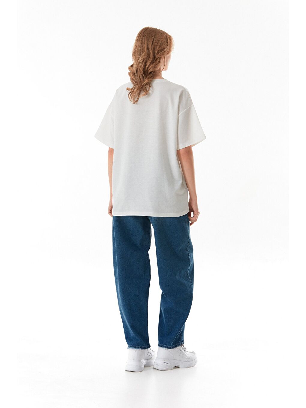 Ekru Ayıcık Detaylı Oversize Tişört-2