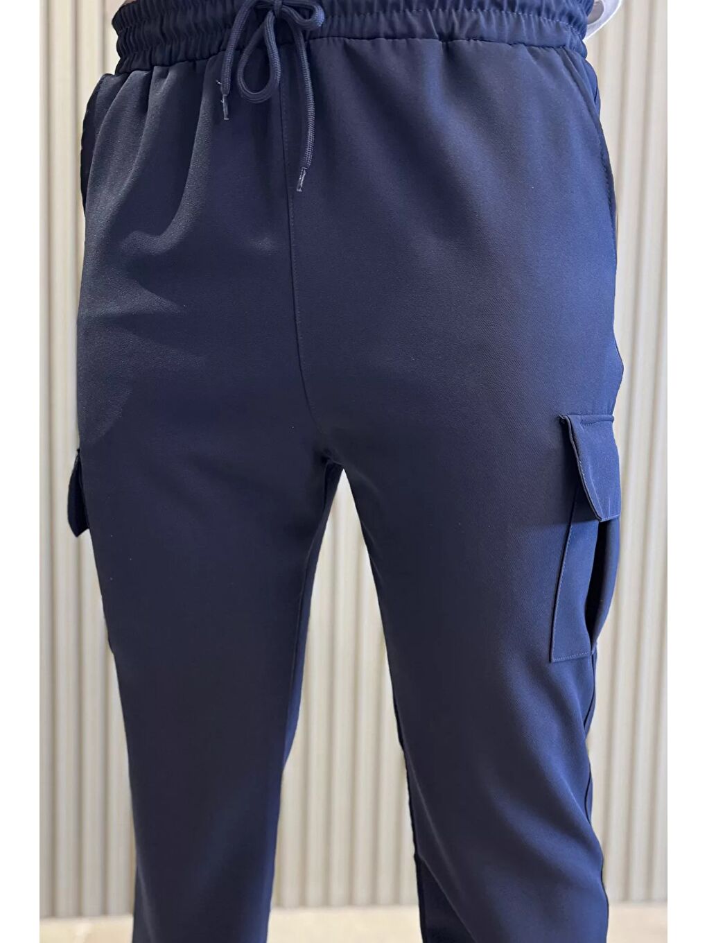 Lacivert Bel Bağlamalı Kargo Cepli Erkek Jogger Yürüyüş Pantolonu-3