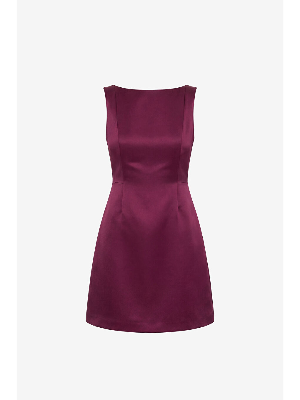 Kadın Bordo Sırt Dekolteli Mini Saten Mezuniyet Abiye Elbise-6