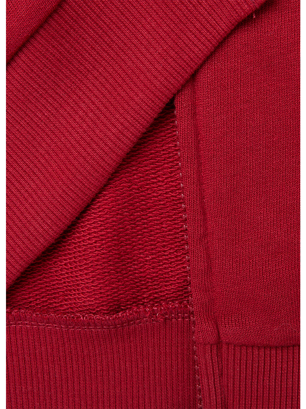 Erkek Çocuk Kırmızı Önü İşlemeli Ribanalı Cepli Fermuarlı Dik Yaka Sweatshirt-2
