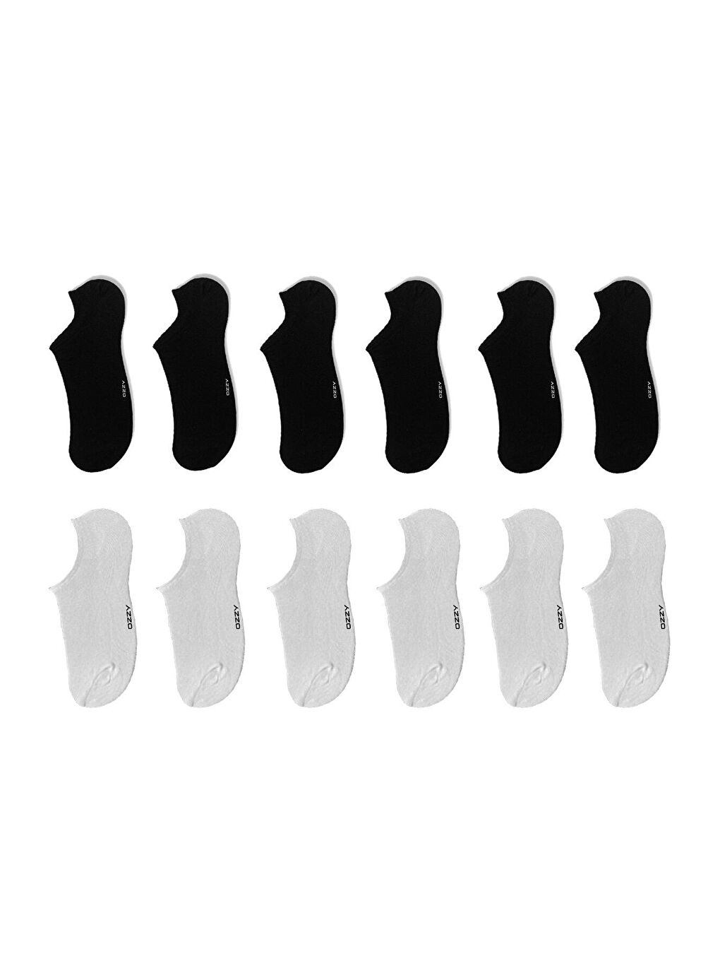 OZZY SOCKS Siyah-Beyaz 12 Çift Kadın Erkek Siyah Beyaz Bambu Görünmez (sneaker) Spor Ayakkabı Çorabı