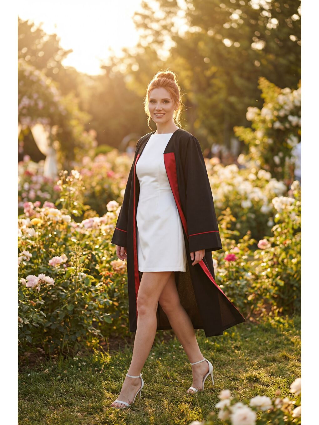 Kadın Ekru Sırt Dekolteli Mini Saten Mezuniyet Abiye Elbise-4