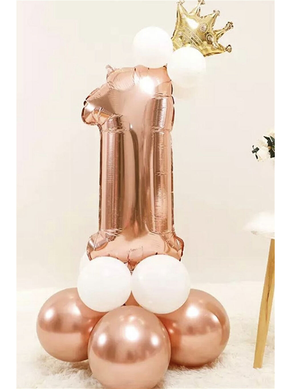 Kırmızı Rose 1 Rakamı Taçlı Balon Set