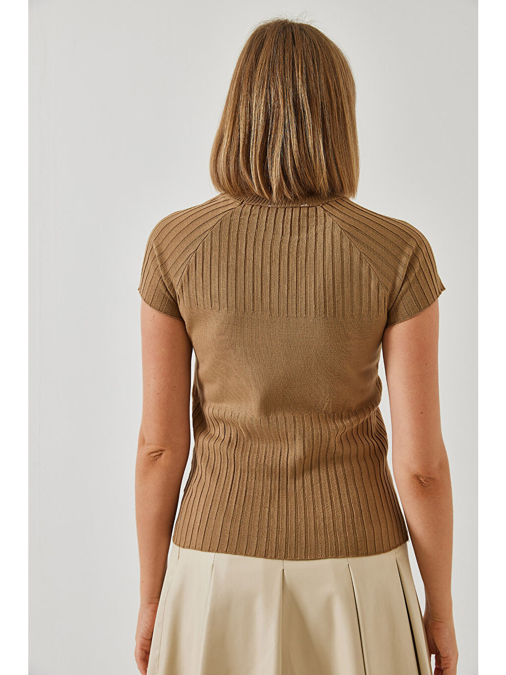 Kahverengi Kadın Yandan Düğmeli Kazak-2