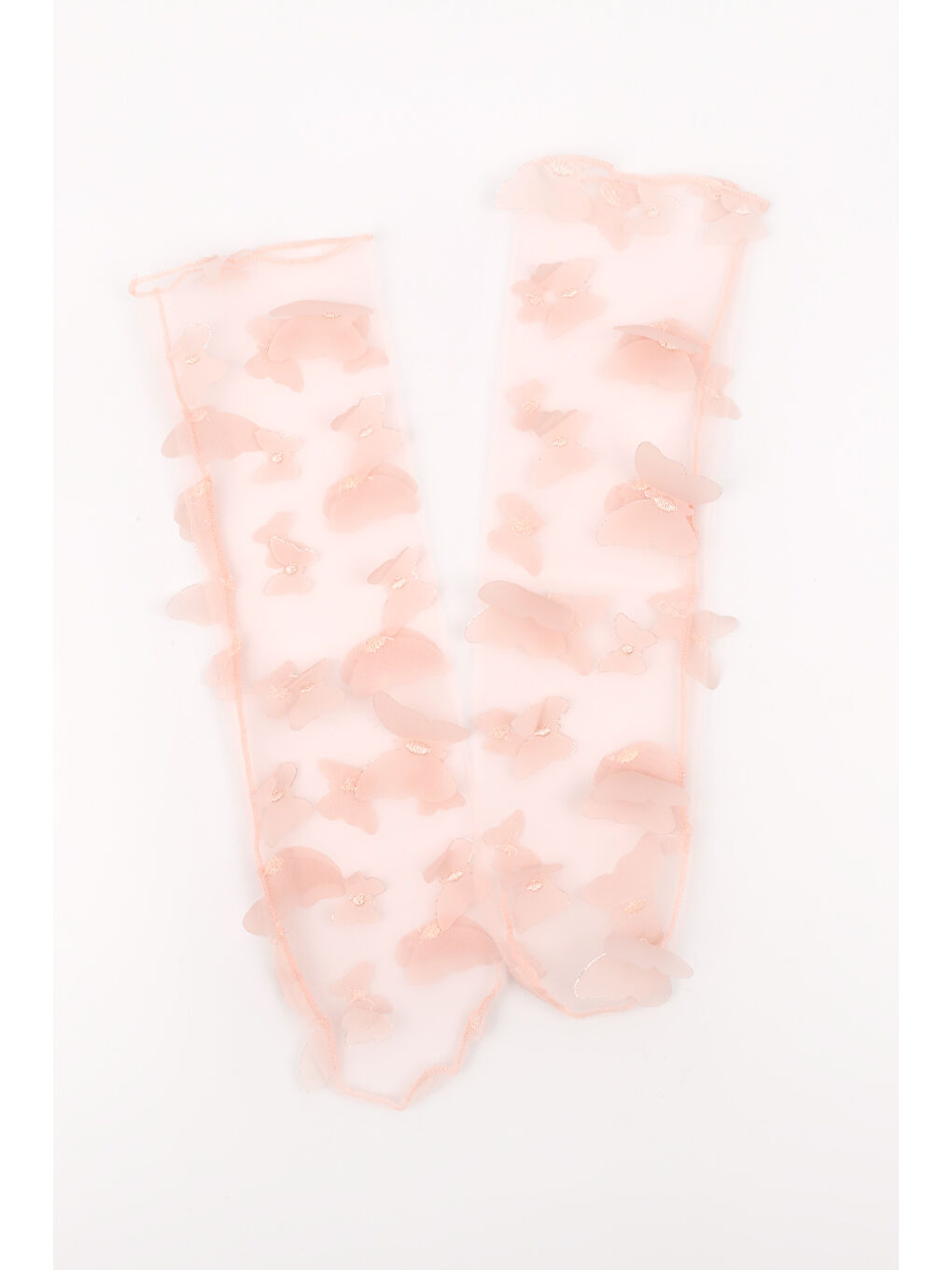 Pembe Somon  Kelebek Aplikeli Kız Çocuk Tül Çorap