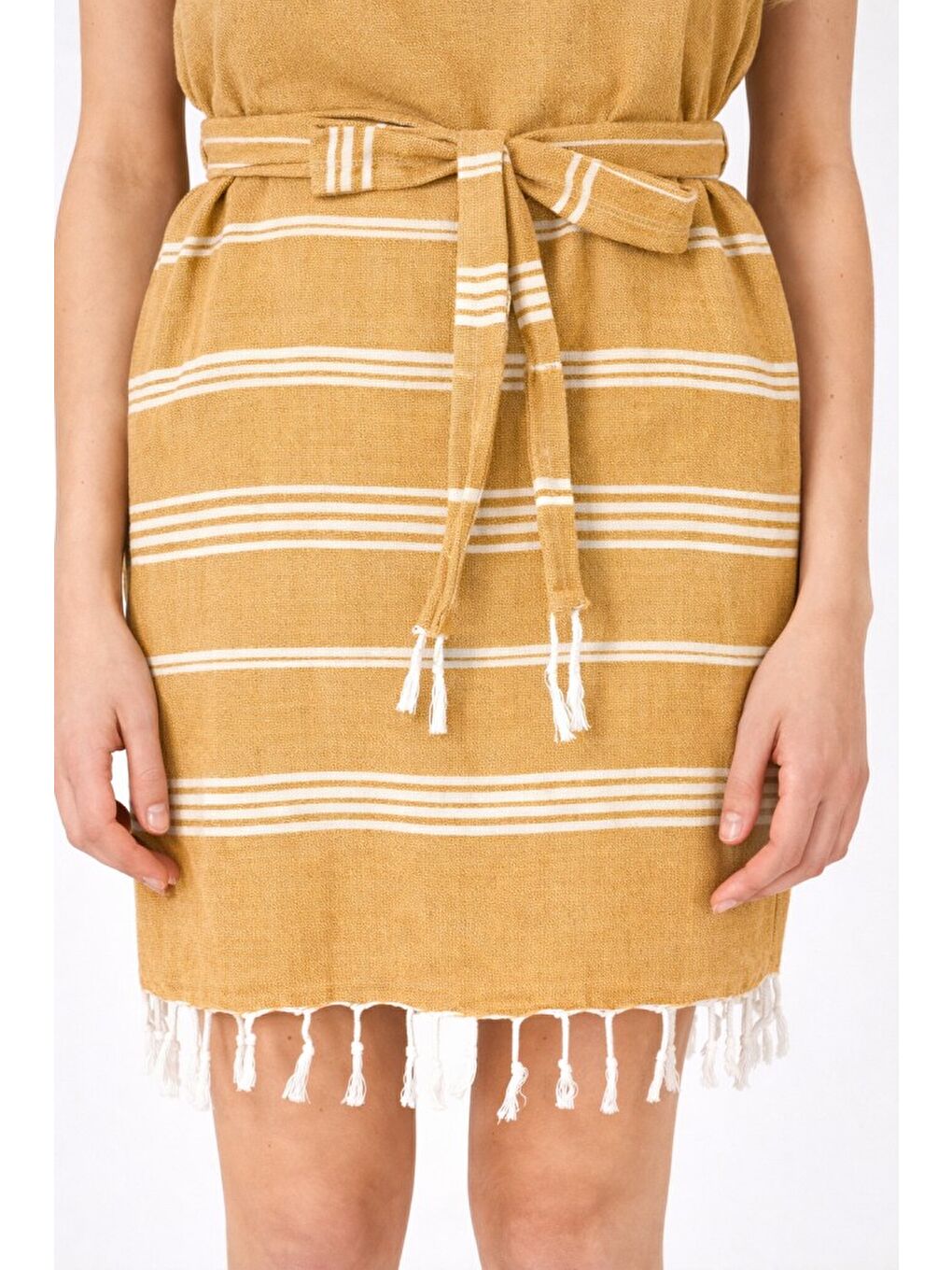 Sarı Makro Plaj elbisesi Peştemal Pareo-1
