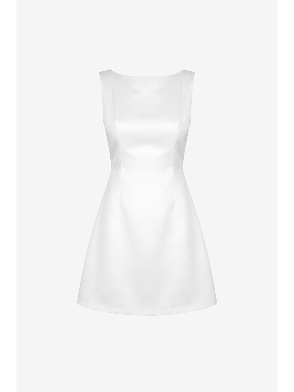 Kadın Ekru Sırt Dekolteli Mini Saten Mezuniyet Abiye Elbise-6