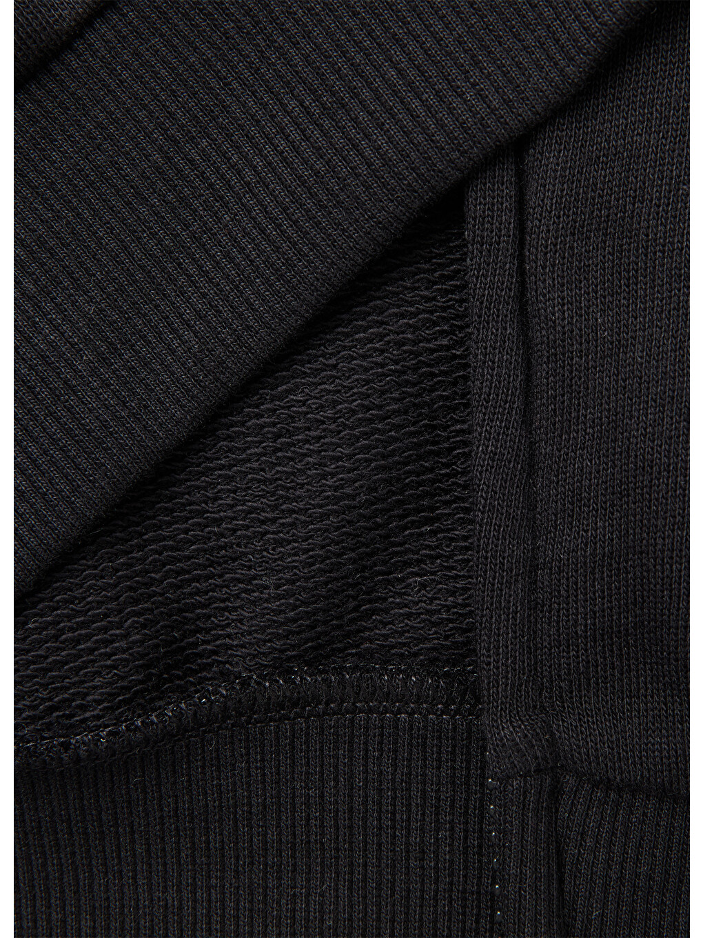Erkek Çocuk Siyah Önü İşlemeli Ribanalı Cepli Fermuarlı Dik Yaka Sweatshirt-2