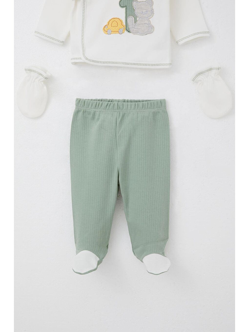 Erkek Bebek Hastane Çıkışı 5 Li Patinin Araba Macerası Ekru (0-3 Ay)-3