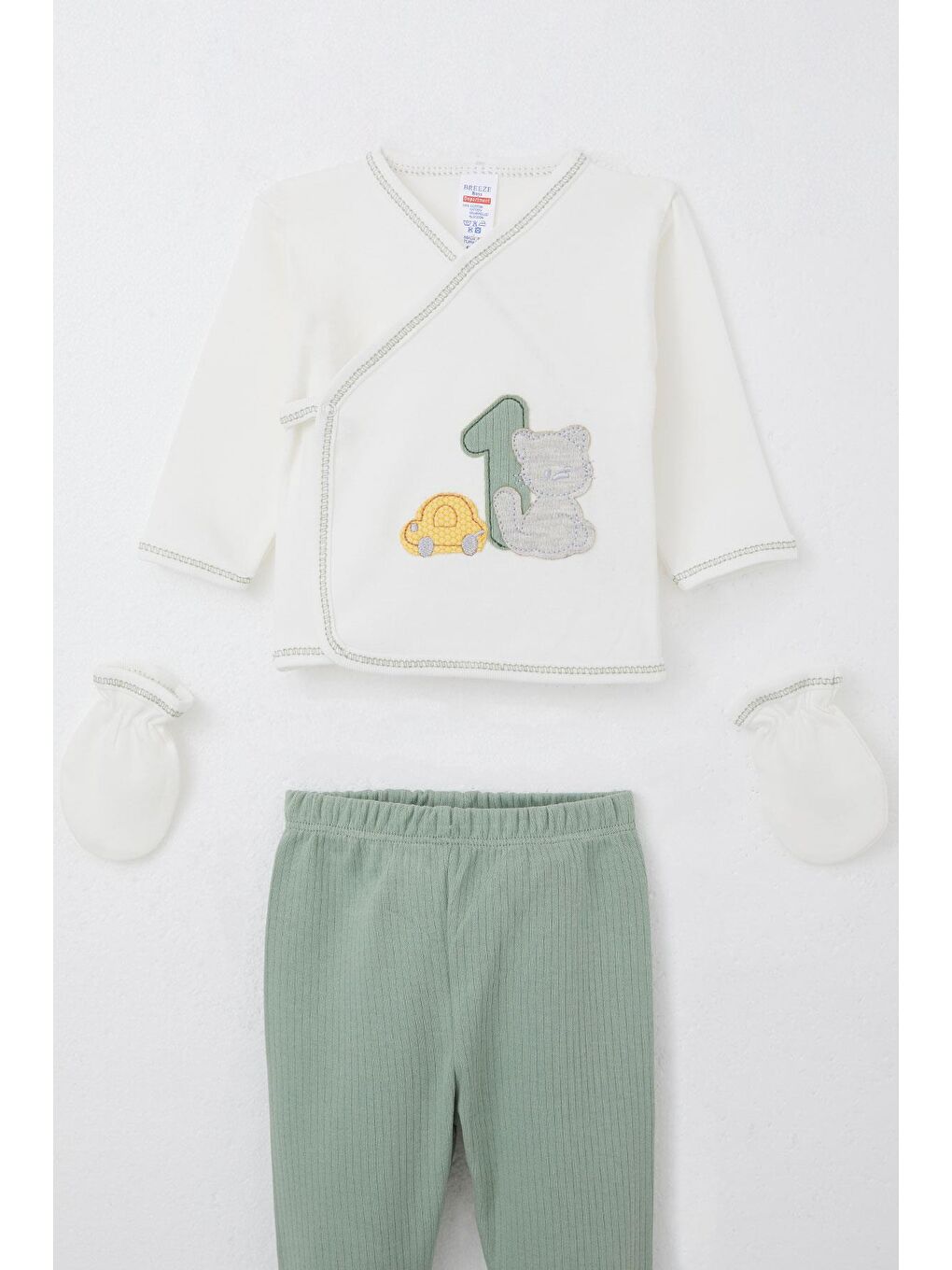 Erkek Bebek Hastane Çıkışı 5 Li Patinin Araba Macerası Ekru (0-3 Ay)-4